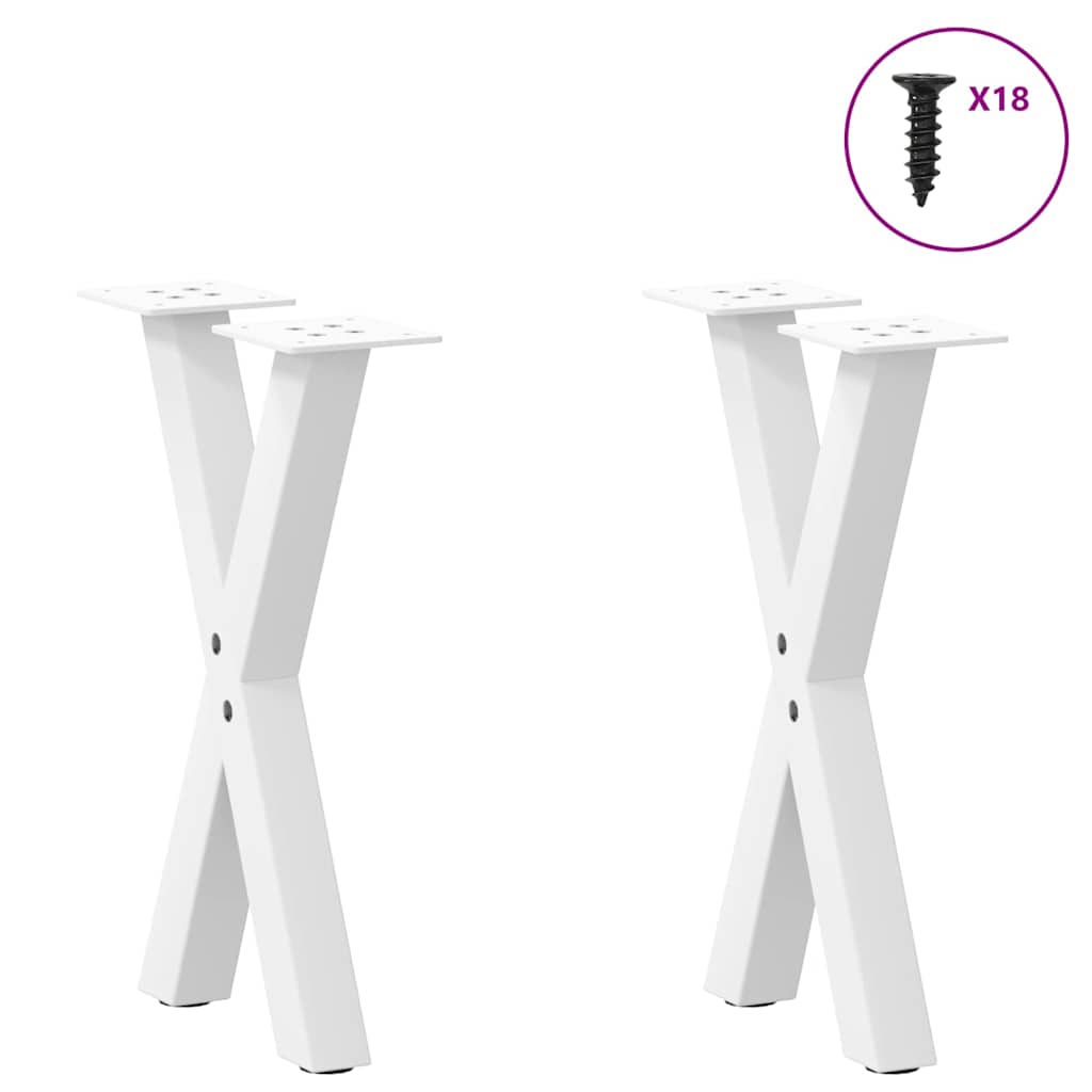 sofabordsben X-formet 2 stk. hvid 38 x (42-43) cm stål