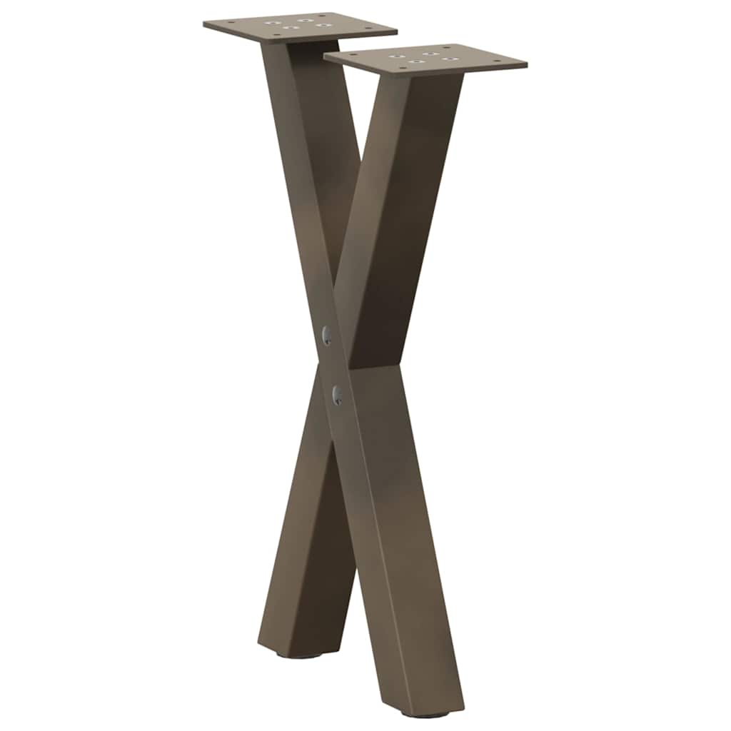 sofabordsben X-formet 2 stk. naturstål 38 x (42-43) cm stål