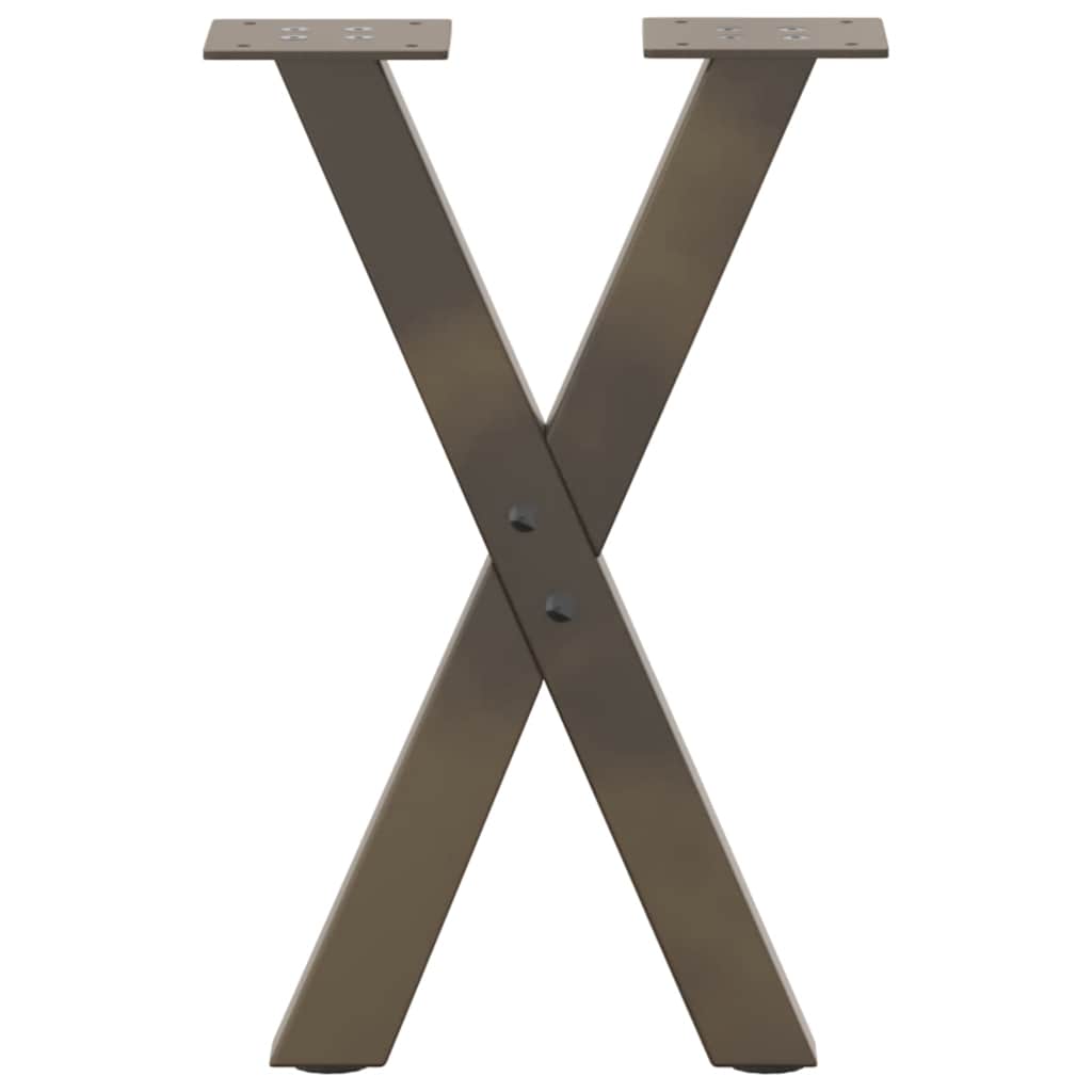 sofabordsben X-formet 2 stk. naturstål 38 x (42-43) cm stål