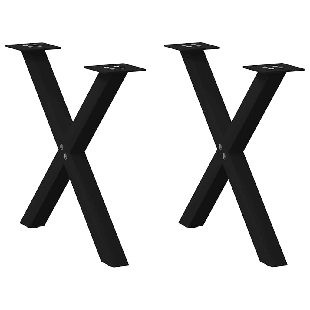 sofabordsben X-formet 2 stk. sort 50 x (42-43) cm stål
