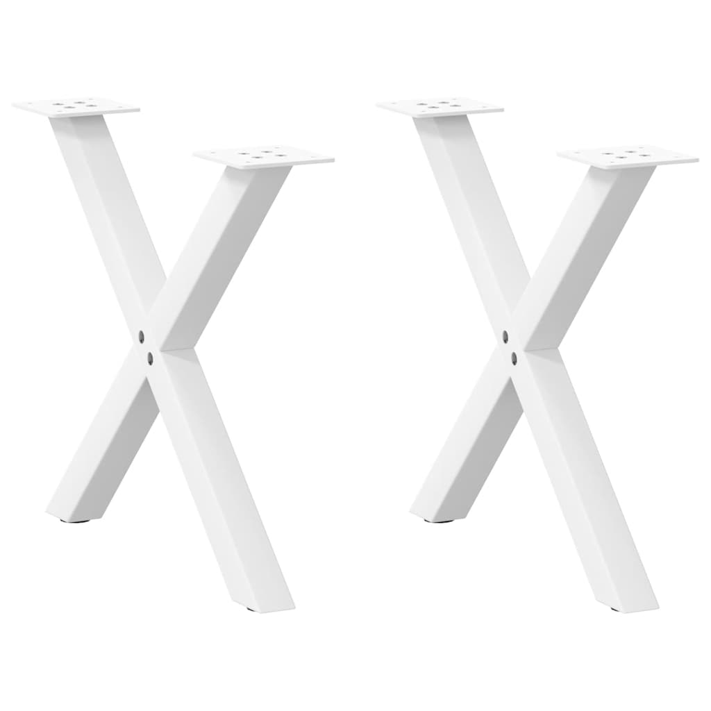 sofabordsben X-formet 2 stk. hvid 60 x (42-43) cm stål