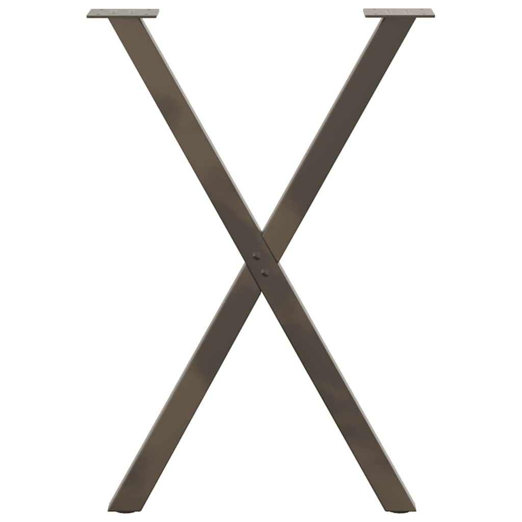 spisebordsben X-formet 2 stk. naturstål 50x(72-73) cm stål