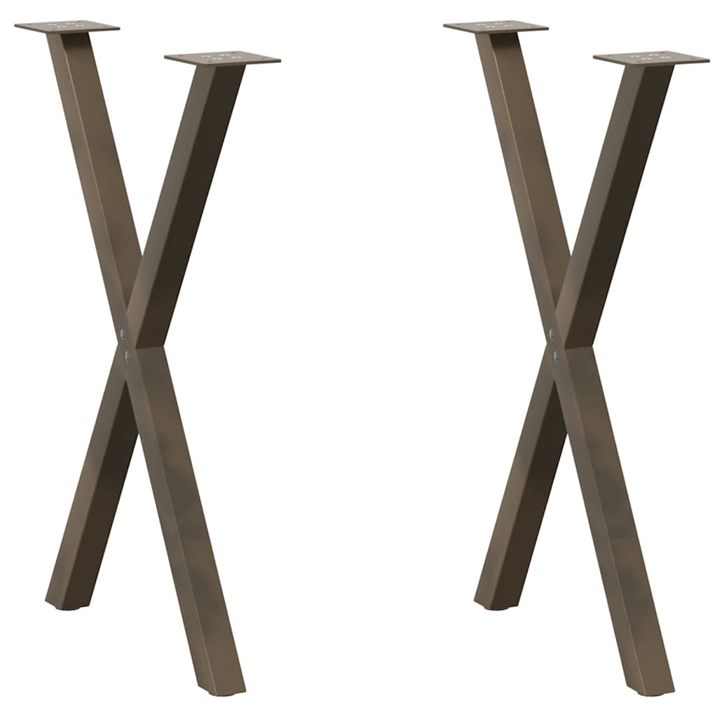 spisebordsben X-formet 2 stk. naturstål 57 x (72-73) cm stål