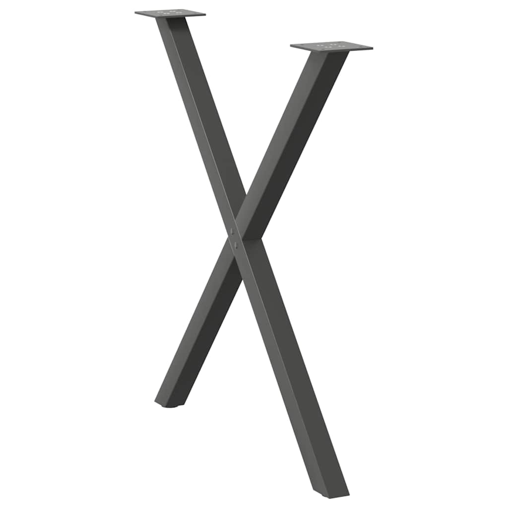spisebordsben X-formet 2 stk. antracit 70 x (72-73) cm stål