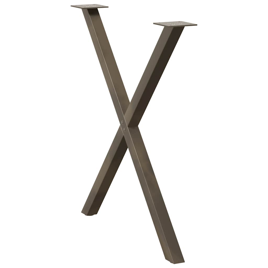 spisebordsben X-formet 2 stk. naturstål 80x(72-73) cm stål