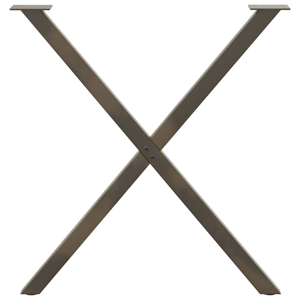 spisebordsben X-formet 2 stk. naturstål 80x(72-73) cm stål