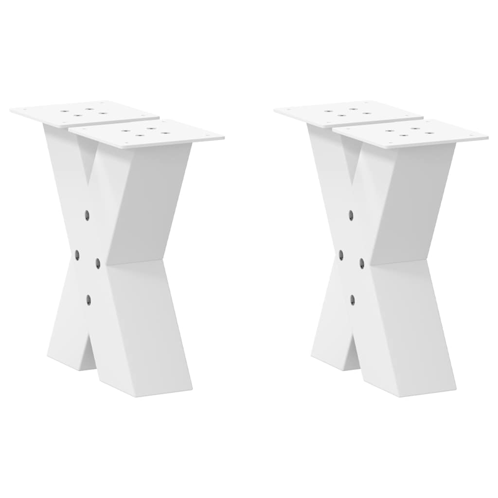 sofabordsben X-formet 2 stk. hvid 40x(30-31) cm stål