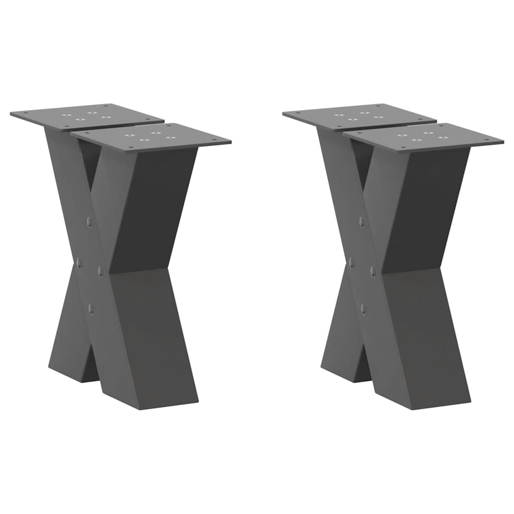 sofabordsben X-formet 2 stk. antracit 40x(30-31) cm stål