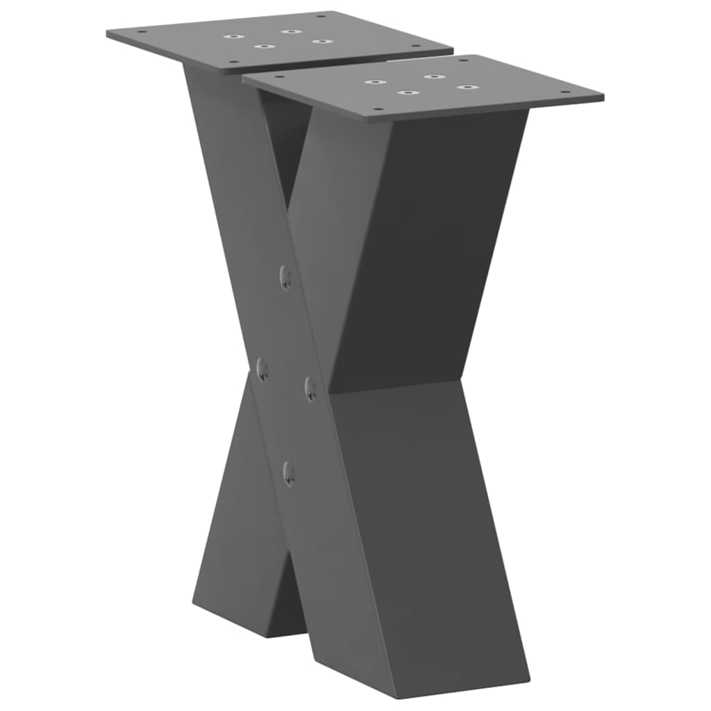 sofabordsben X-formet 2 stk. antracit 40x(30-31) cm stål