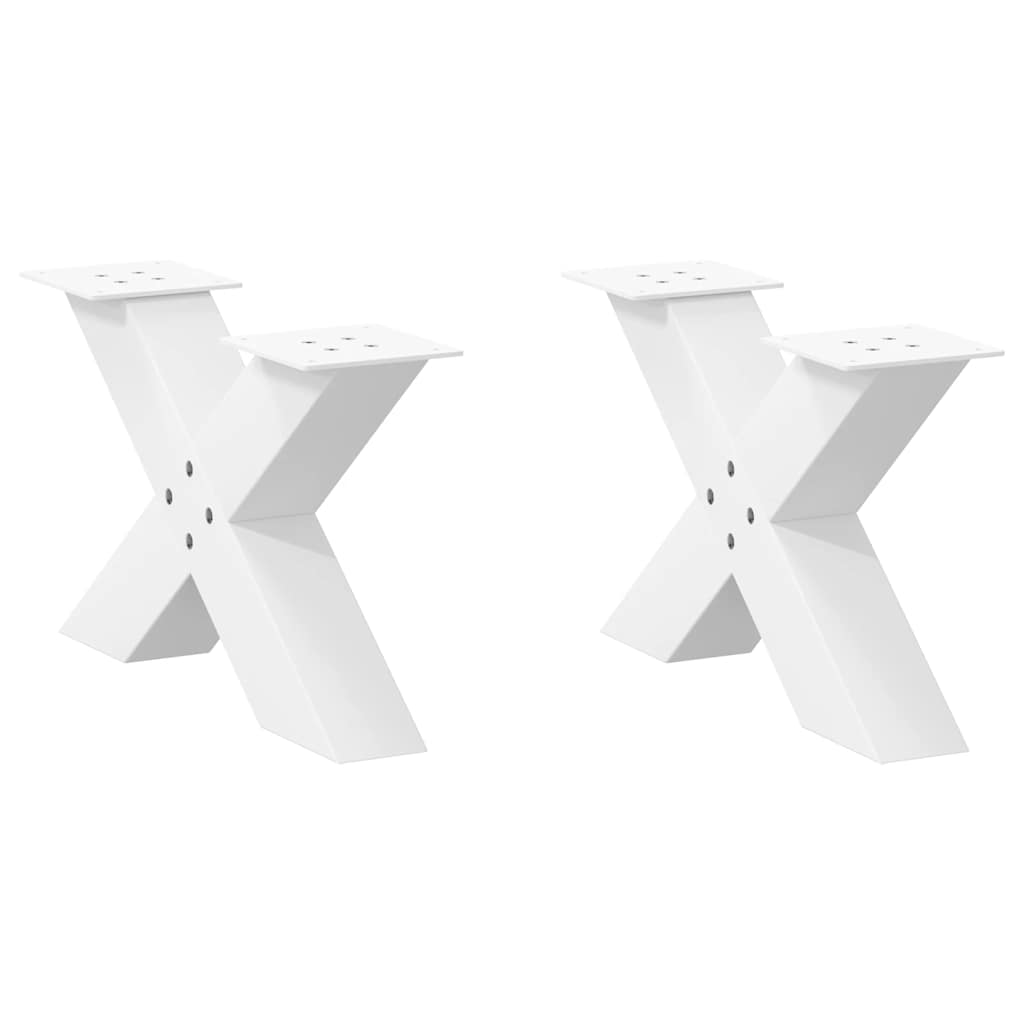 sofabordsben X-formet 2 stk. hvid 50x(30-31) cm stål