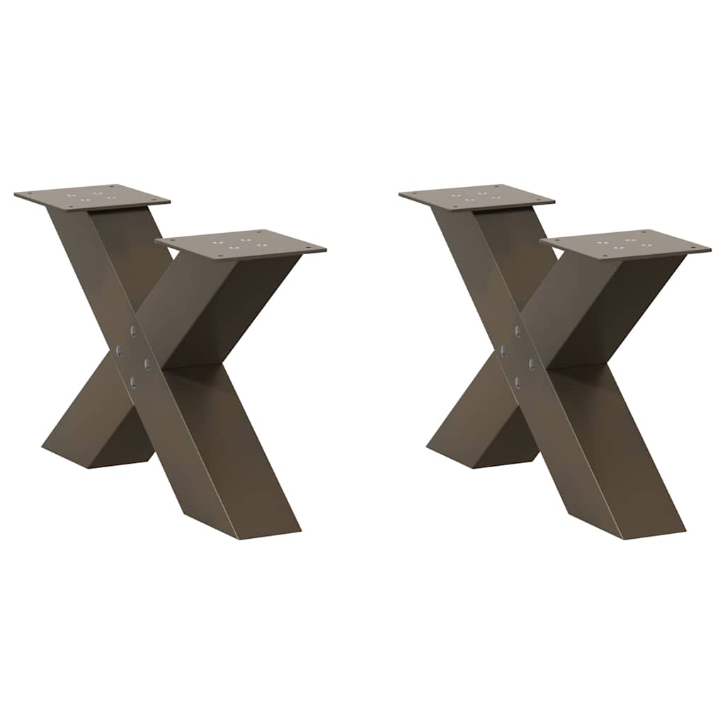 sofabordsben X-formet 2 stk. naturstål 50x(30-31) cm stål