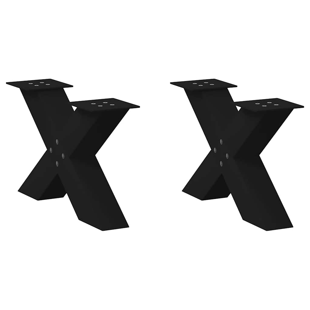 sofabordsben X-formet 2 stk. sort 60 x (30-31) cm stål