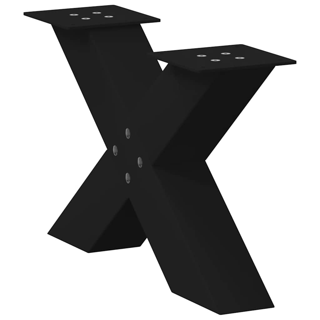 sofabordsben X-formet 2 stk. sort 60 x (30-31) cm stål