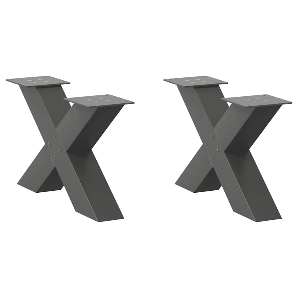 sofabordsben X-formet 2 stk. antracit 60x(30-31) cm stål