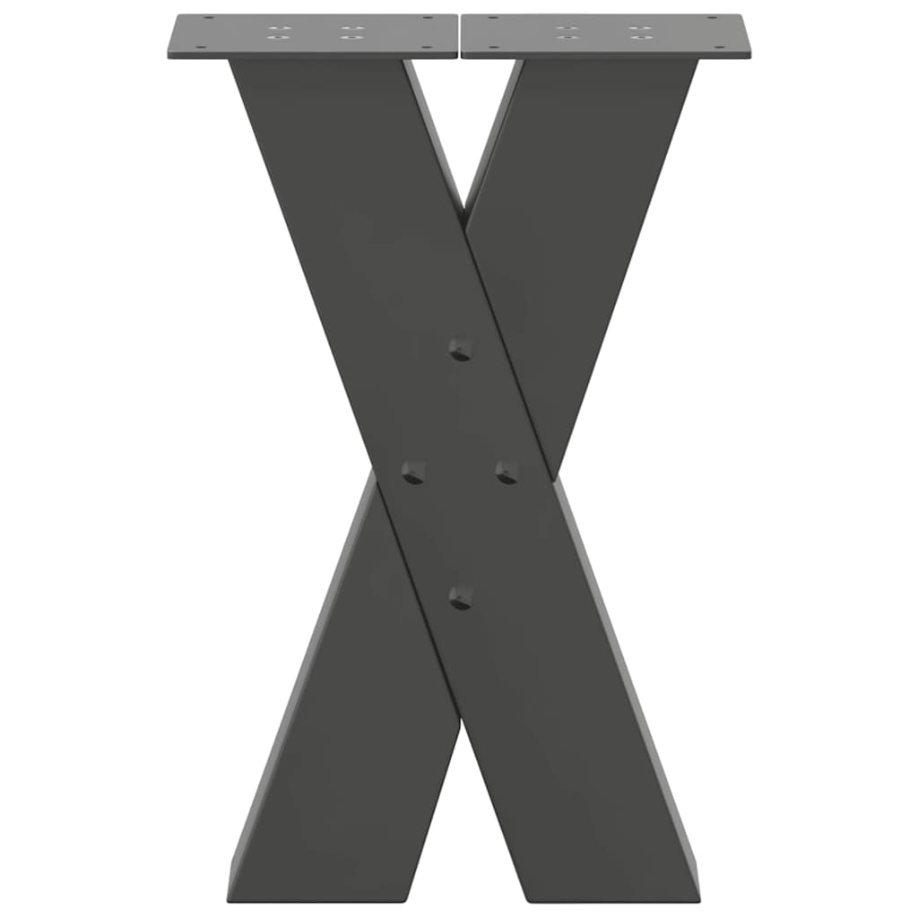 sofabordsben X-formet 2 stk. antracit 28 x (42-43) cm stål