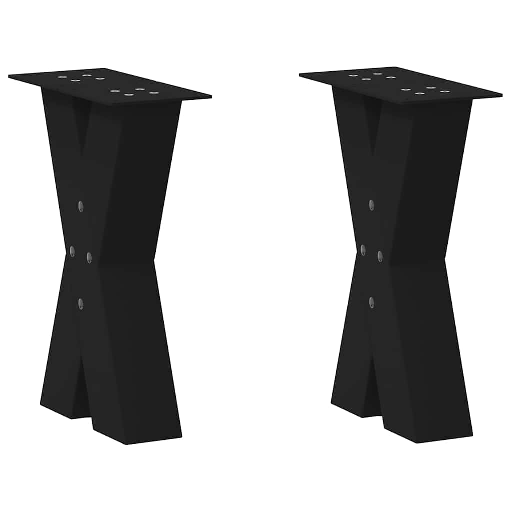 sofabordsben X-formet 2 stk. sort 38 x (42-43) cm stål