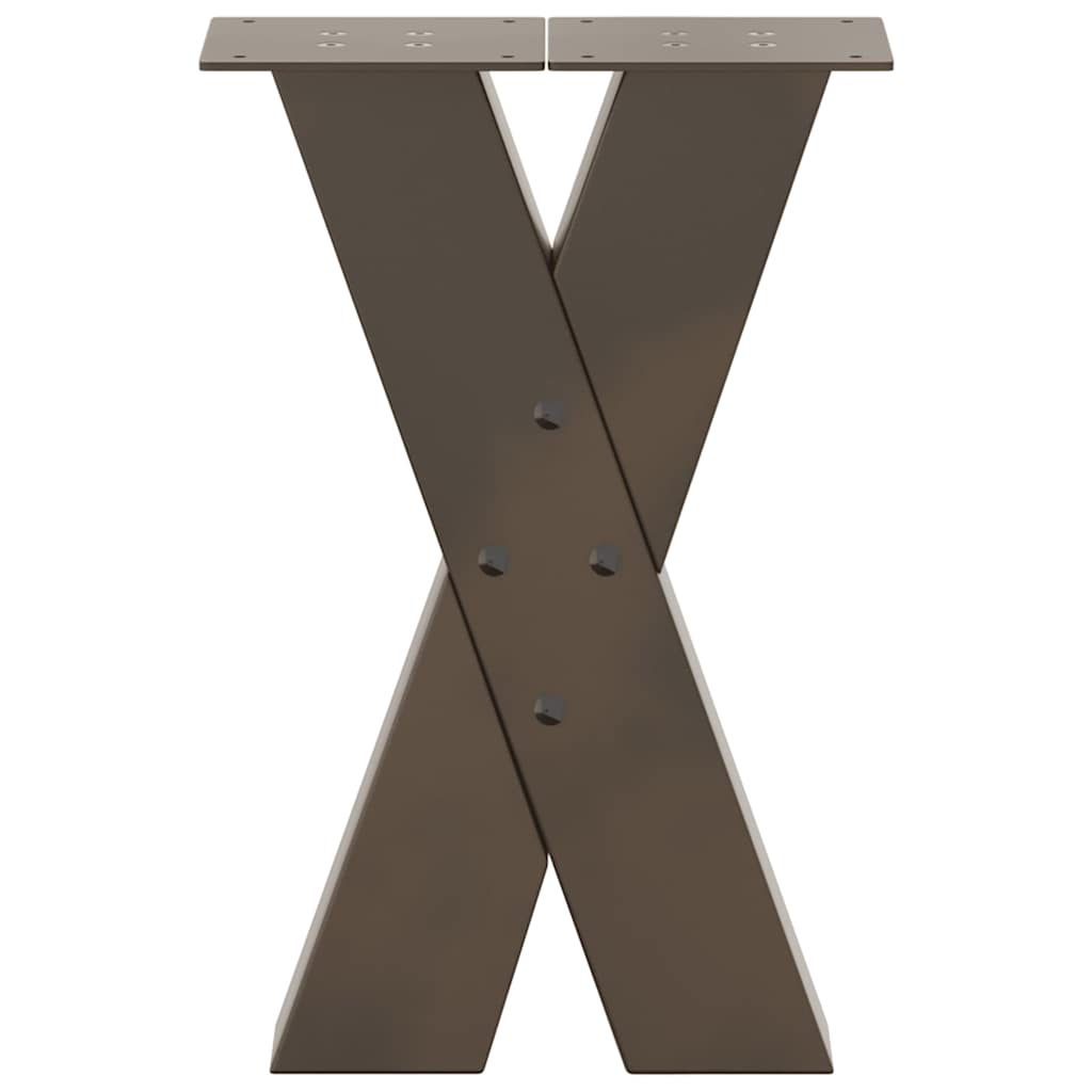 sofabordsben X-formet 2 stk. naturstål 38 x (42-43) cm stål