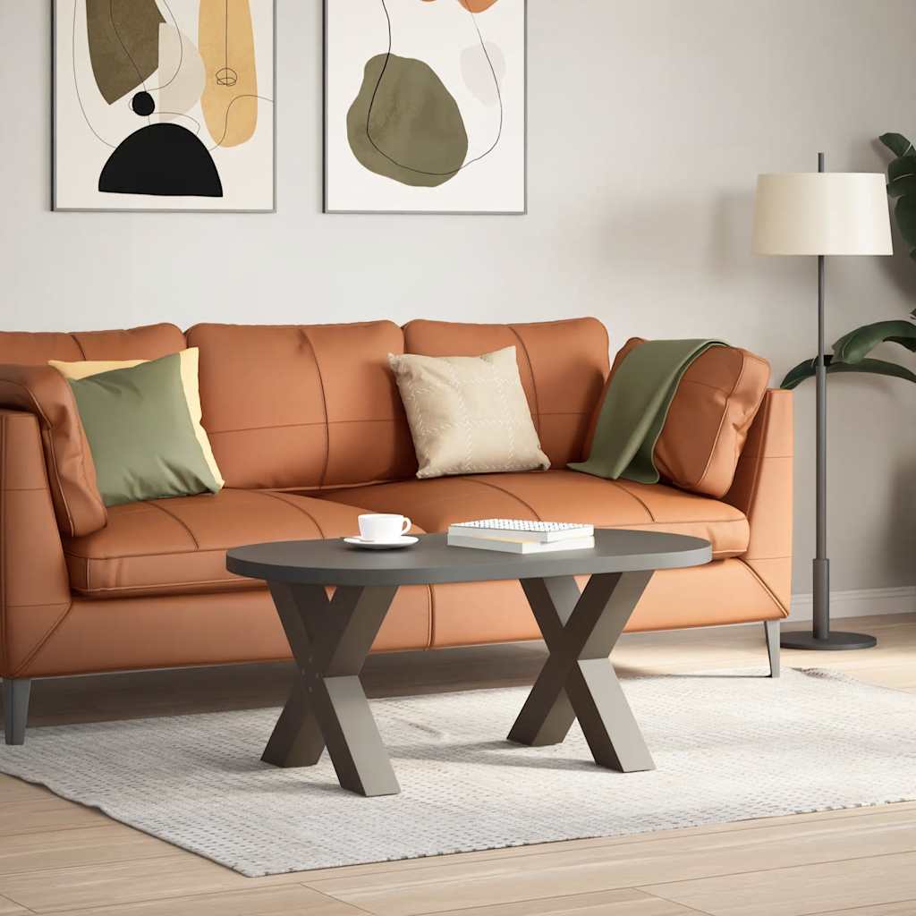 sofabordsben X-formet 2 stk. naturstål 50x(42-43) cm stål