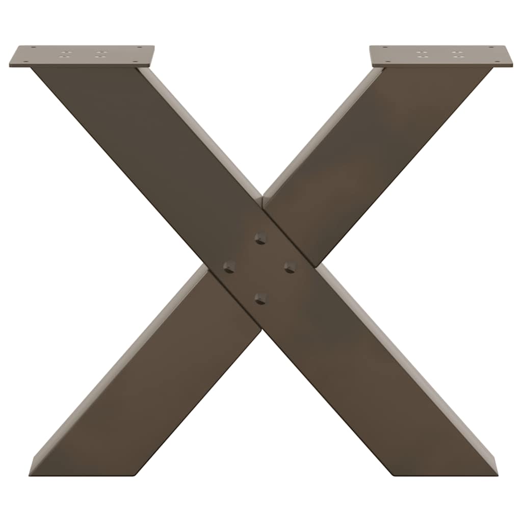 sofabordsben X-formet 2 stk. naturstål 50x(42-43) cm stål