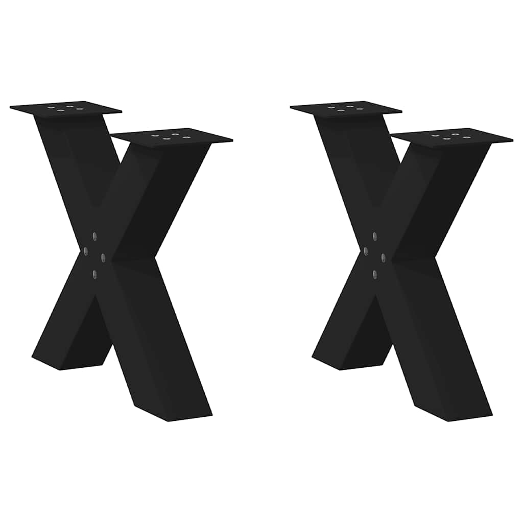 sofabordsben X-formet 2 stk. sort 60 x (42-43) cm stål
