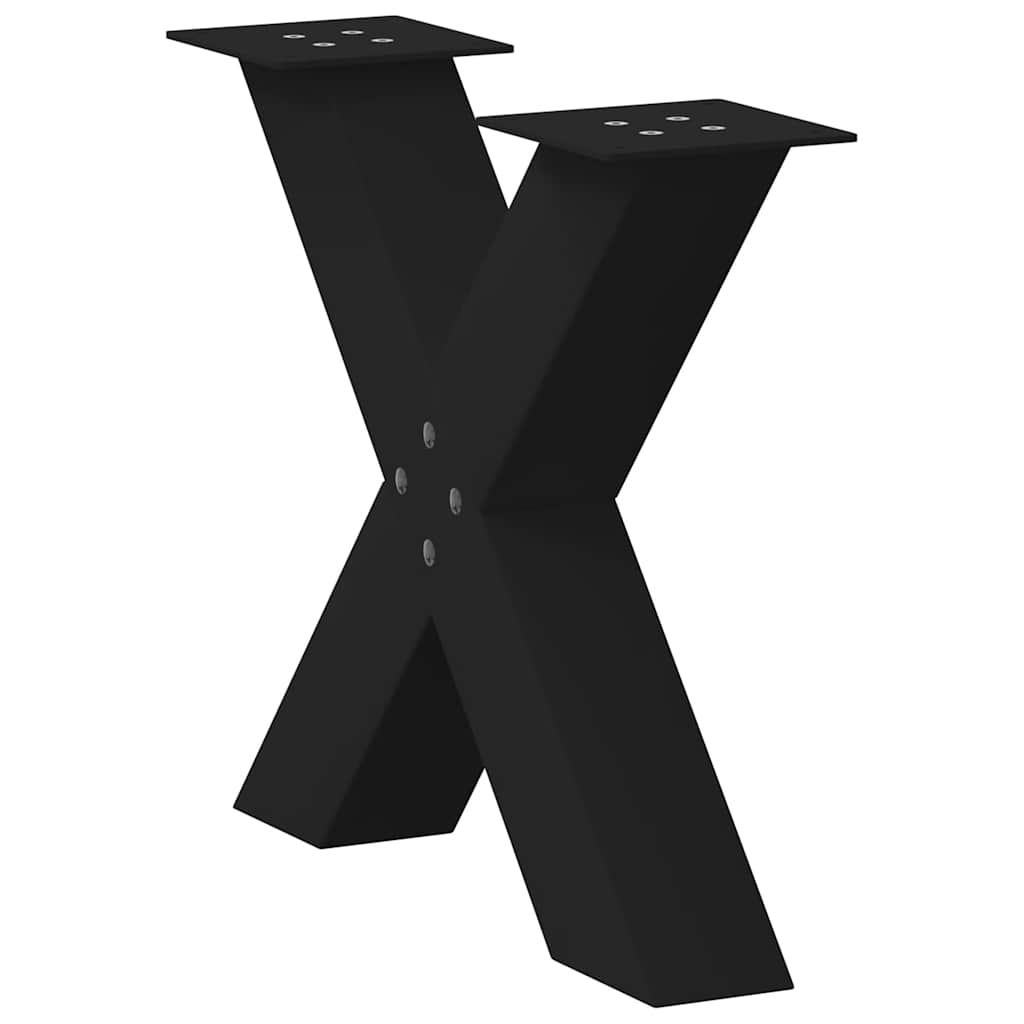 sofabordsben X-formet 2 stk. sort 60 x (42-43) cm stål