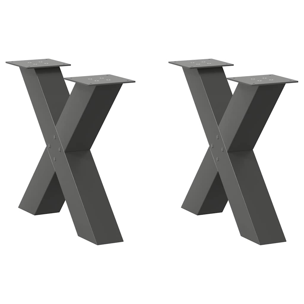 sofabordsben X-formet 2 stk. antracit 60 x (42-43) cm stål