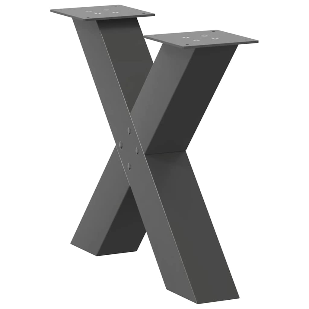 sofabordsben X-formet 2 stk. antracit 60 x (42-43) cm stål