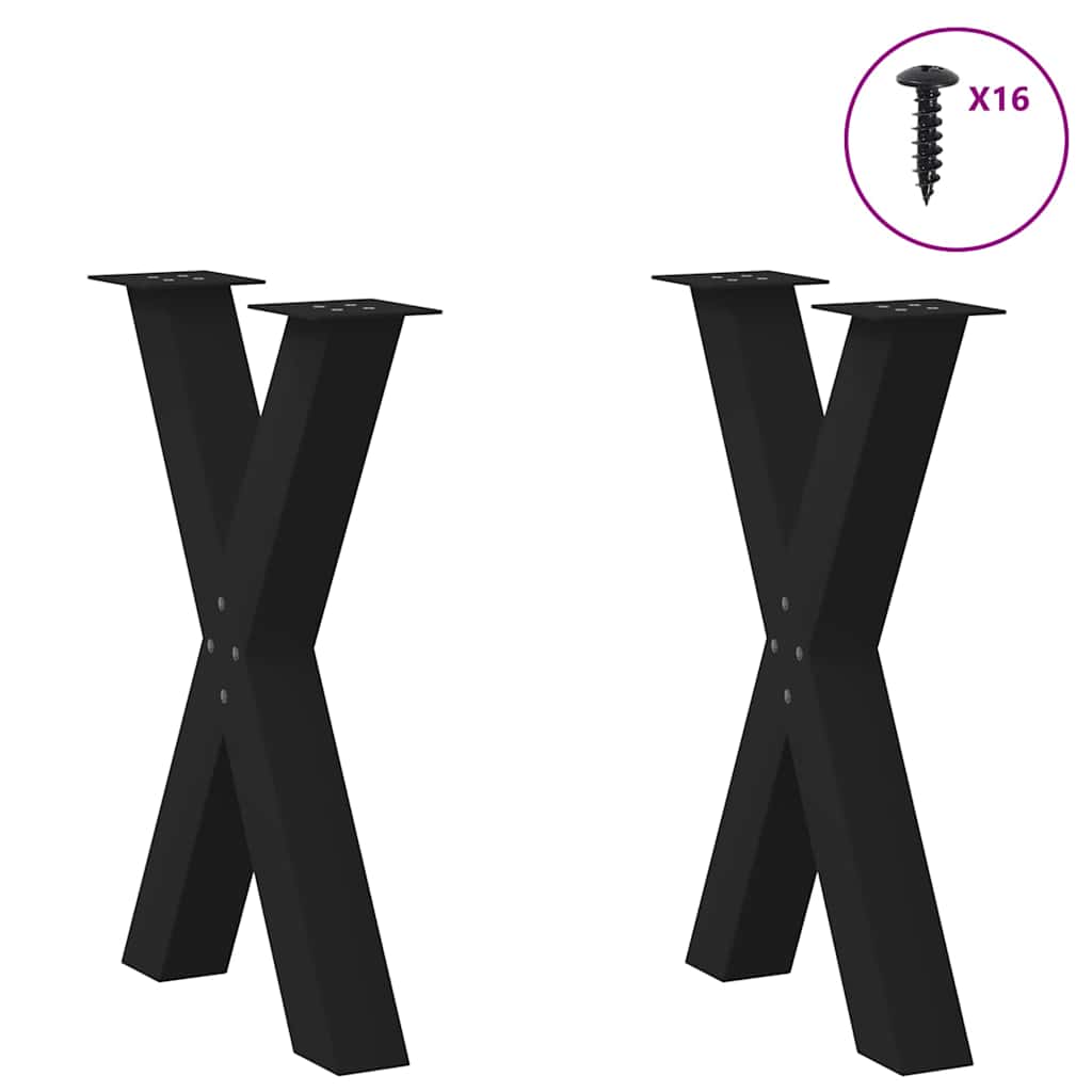 spisebordsben X-formet 2 stk. sort 50x(72-73) cm stål