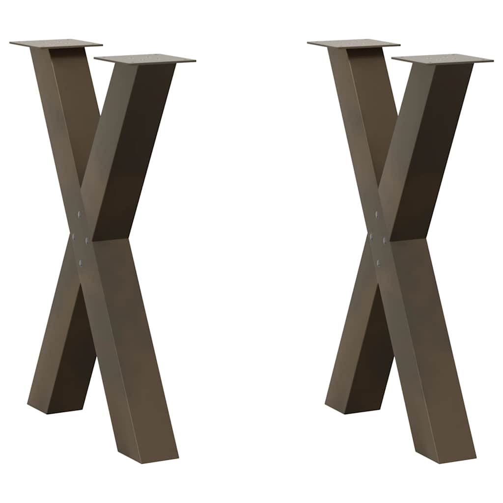 spisebordsben X-formet 2 stk. naturstål 50x(72-73) cm stål