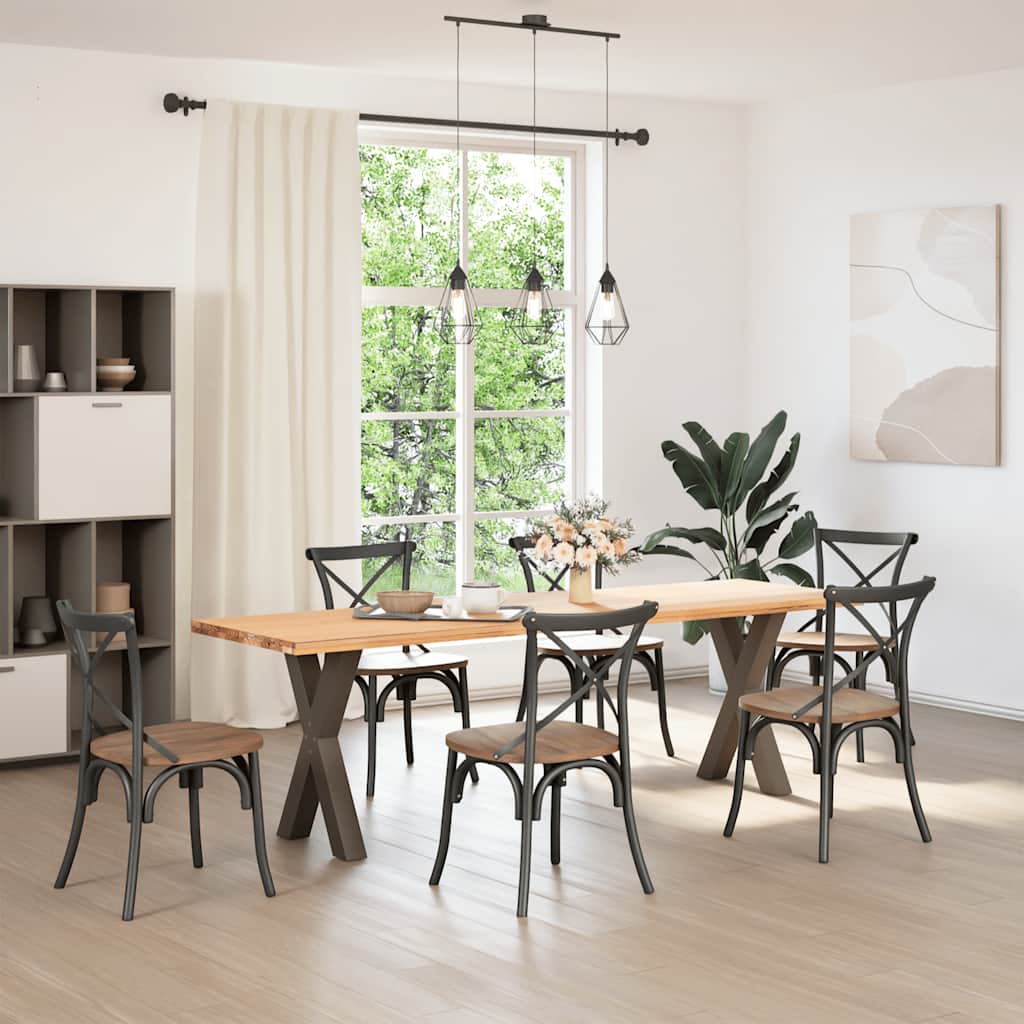 spisebordsben X-formet 2 stk. naturstål 50x(72-73) cm stål