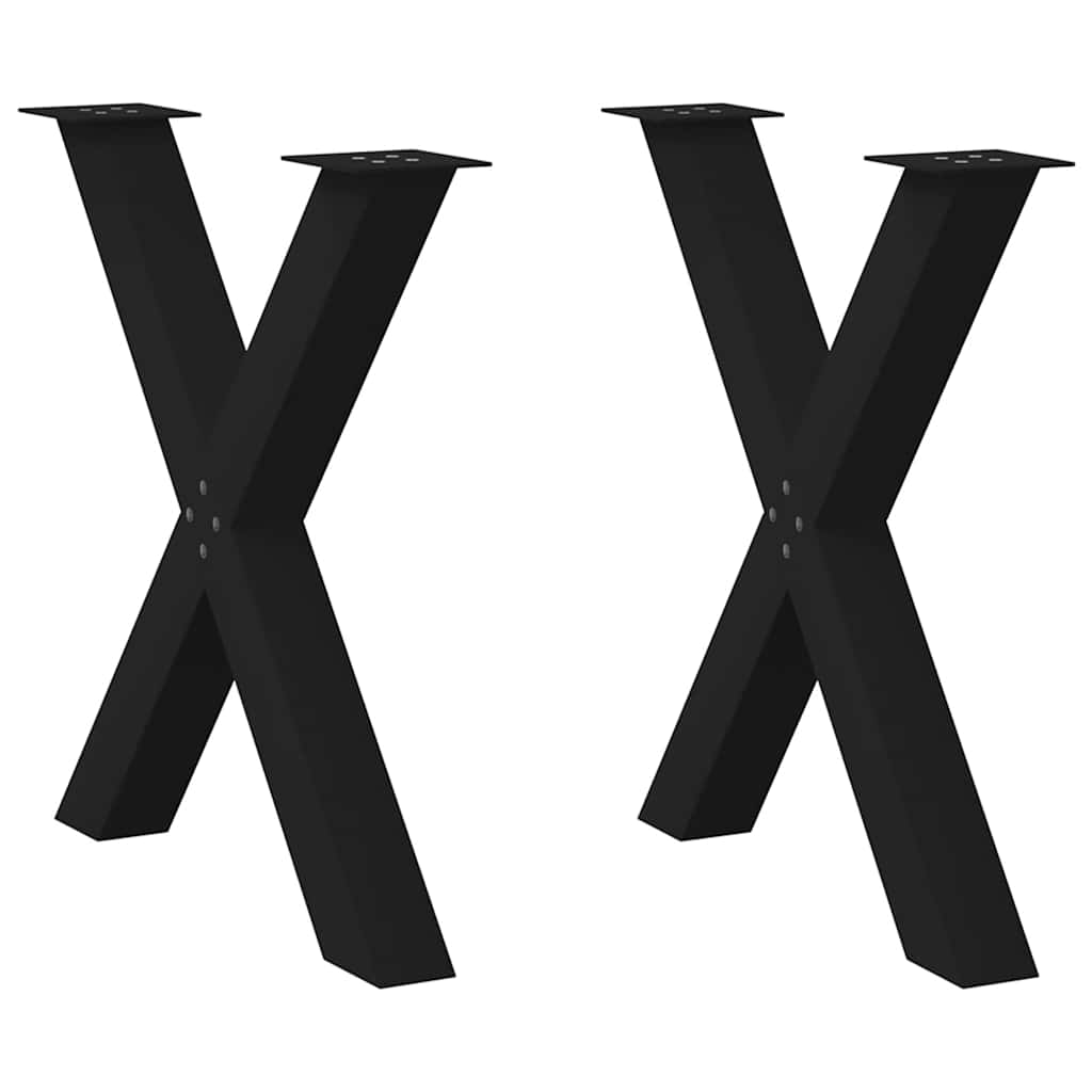 spisebordsben X-formet 2 stk. sort 70 x (72-73) cm stål