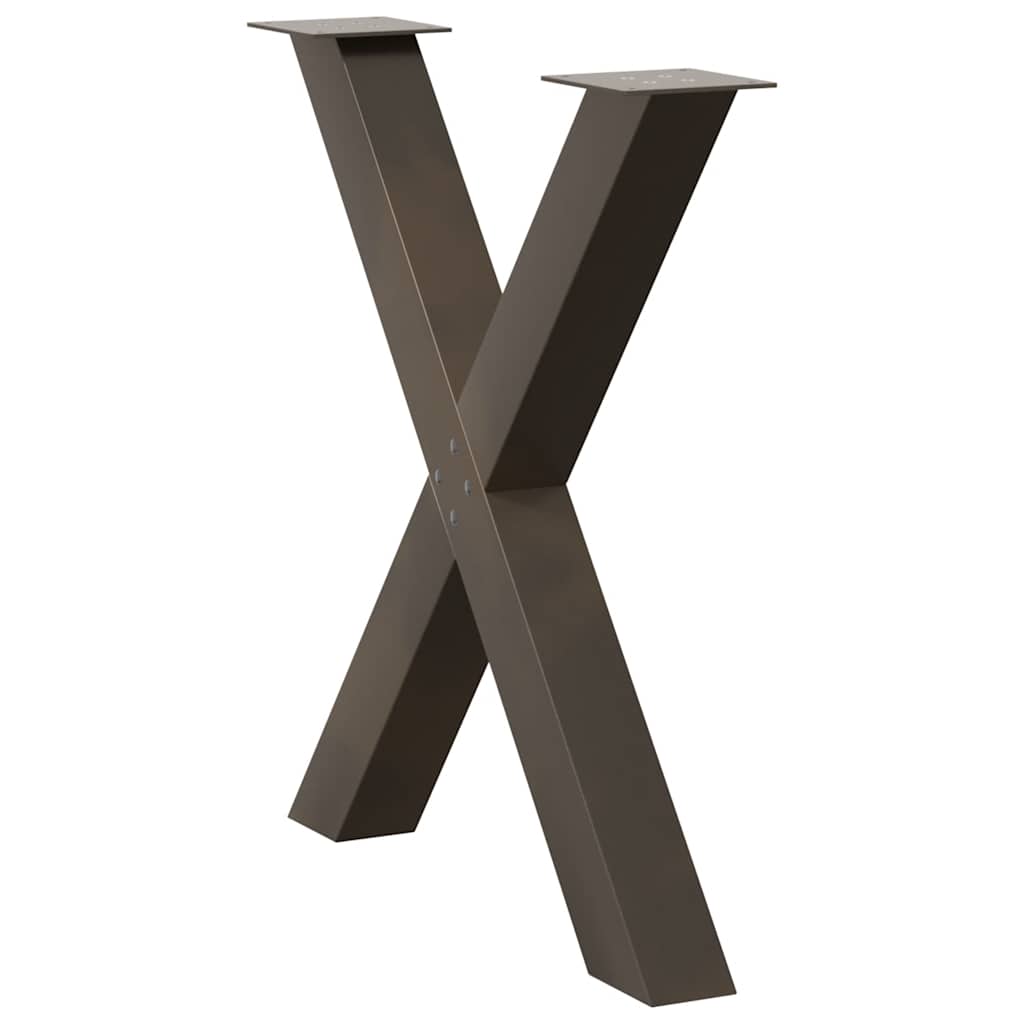 spisebordsben X-formet 2 stk. naturstål 70 x (72-73) cm stål