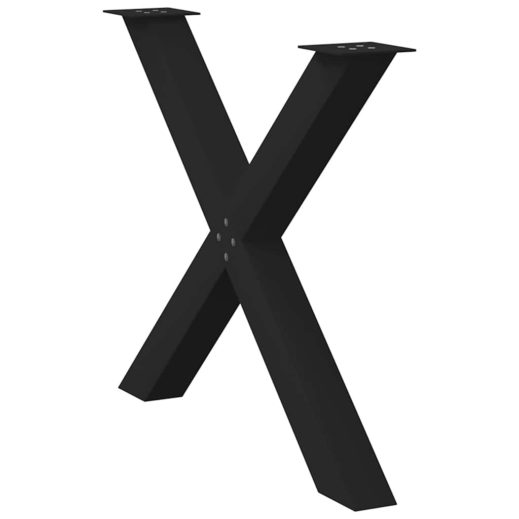 spisebordsben X-formet 2 stk. sort 90 x (72-73) cm stål