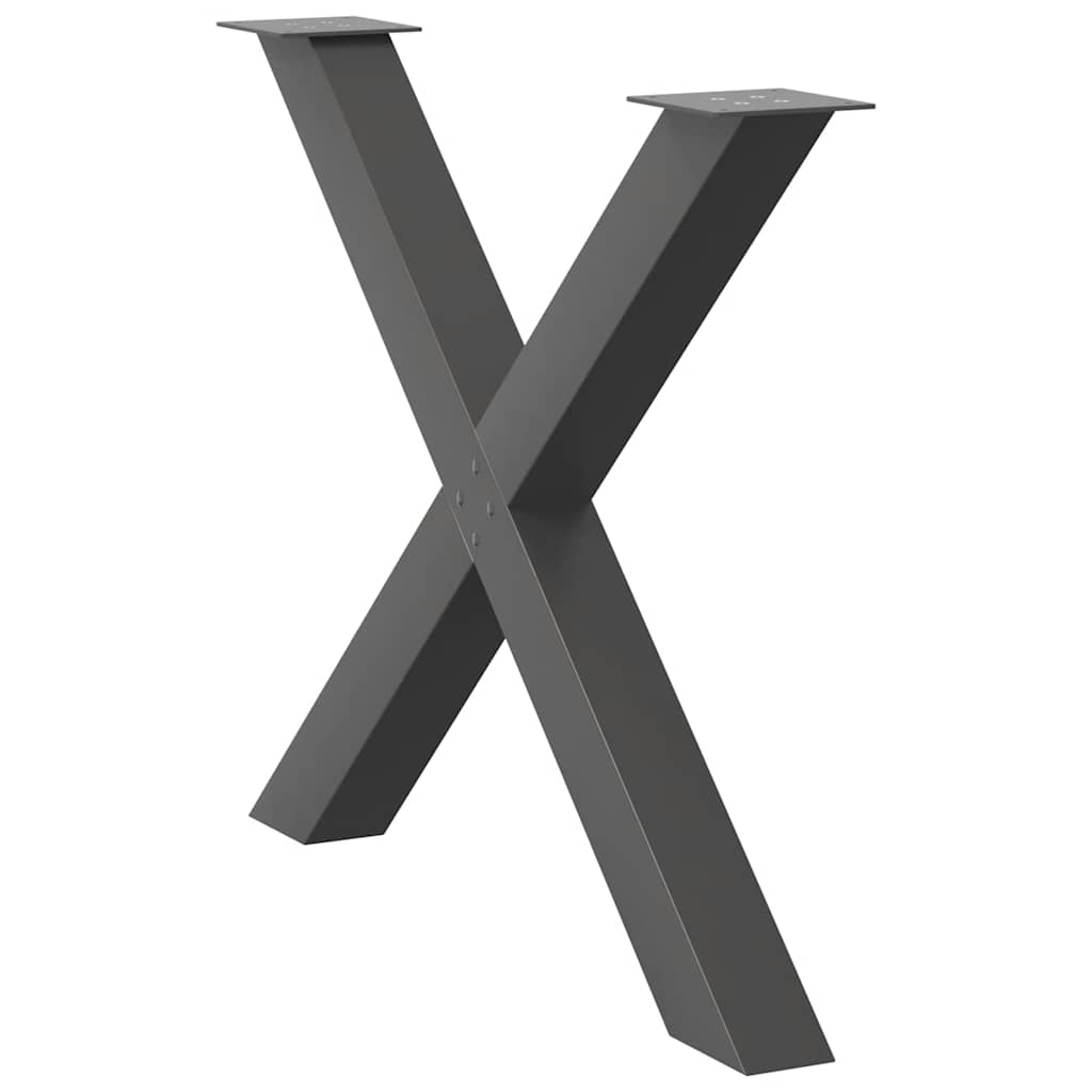 spisebordsben X-formet 2 stk. antracit 90 x (72-73) cm stål