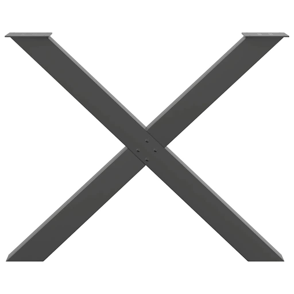 spisebordsben X-formet 2 stk. antracit 90 x (72-73) cm stål