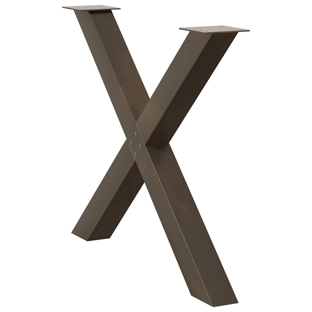 spisebordsben X-formet 2 stk. naturstål 90x(72-73) cm stål