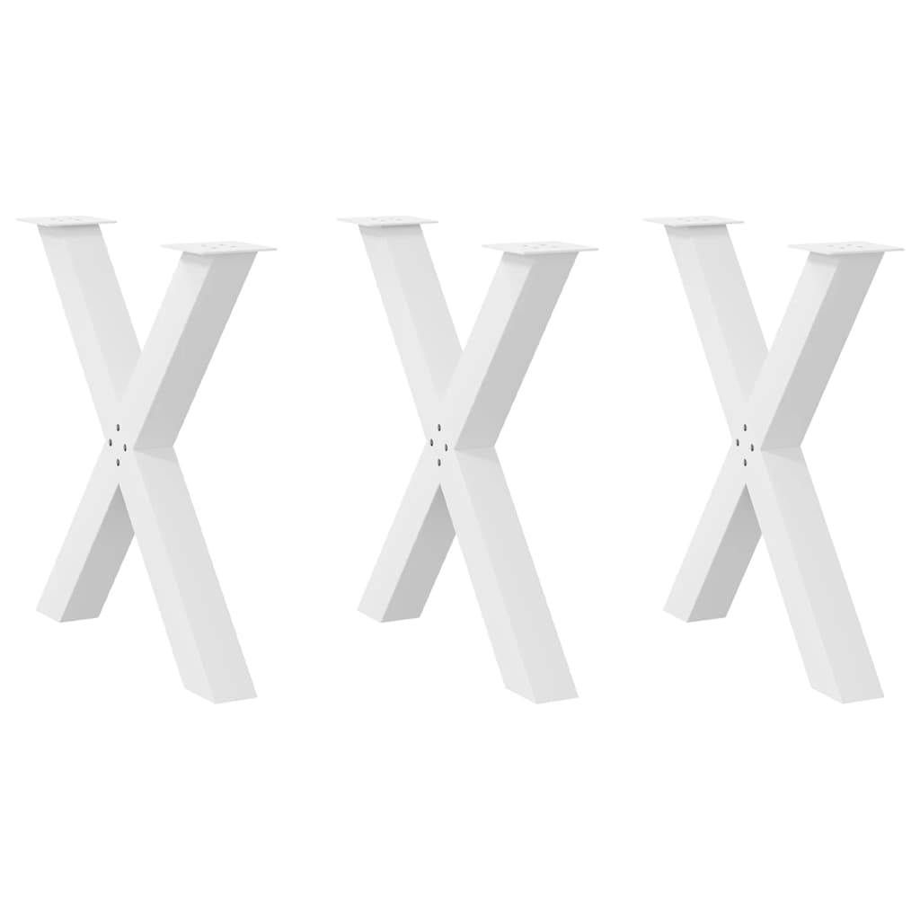 spisebordsben X-formet 3 stk. hvid 70 x (72-73) cm stål