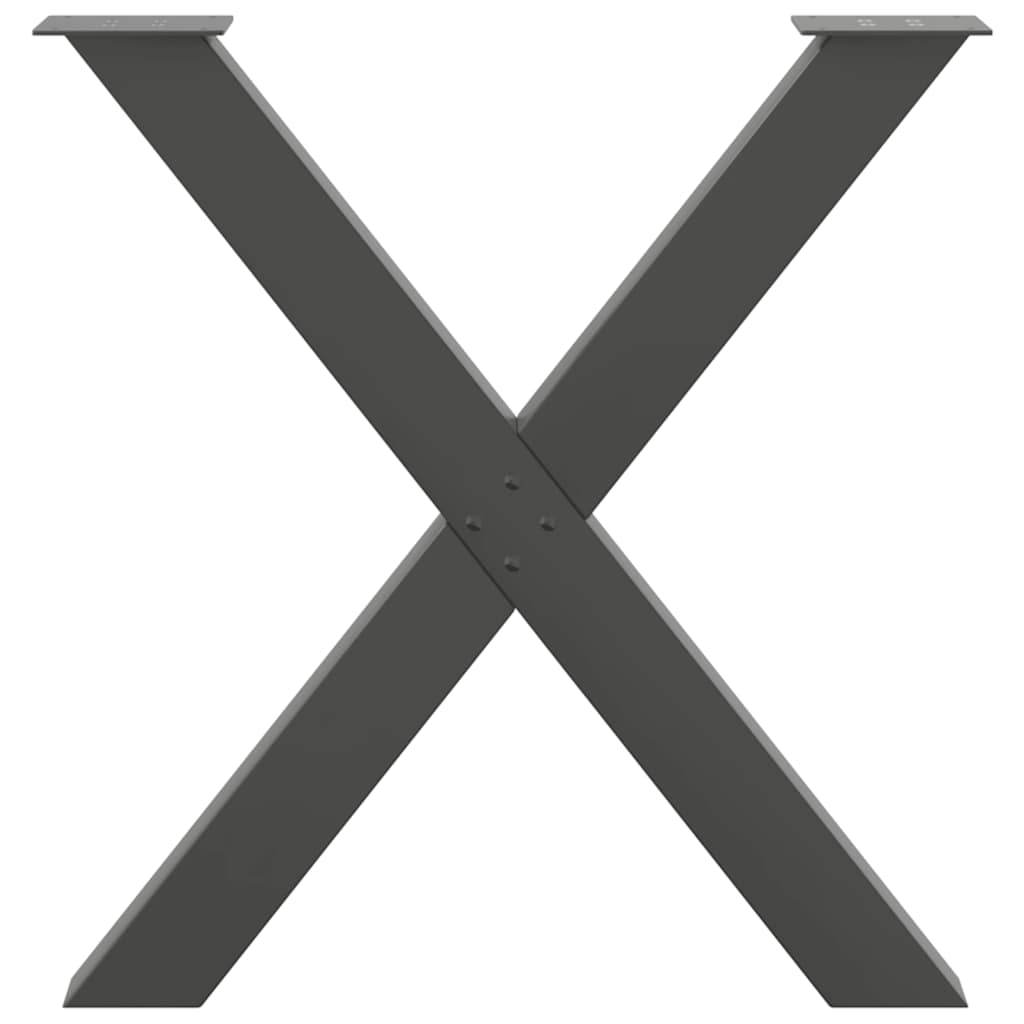 spisebordsben X-formet 3 stk. antracit 70 x (72-73) cm stål