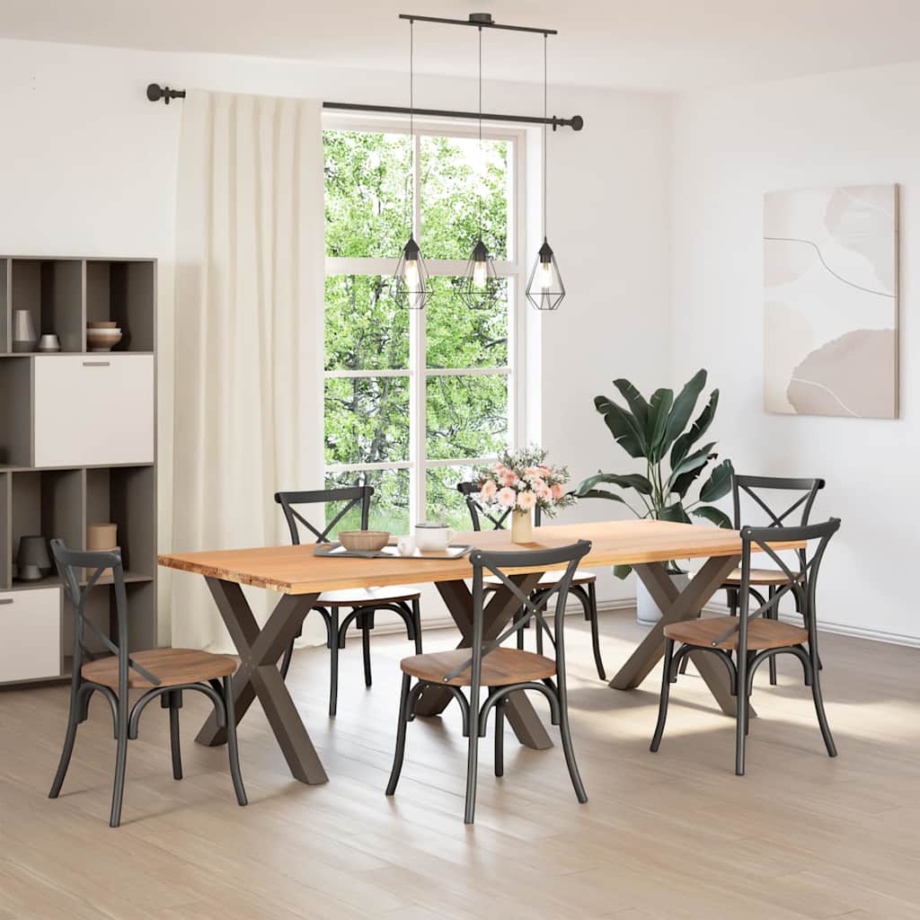 spisebordsben X-formet 3 stk. naturstål 90x(72-73) cm stål