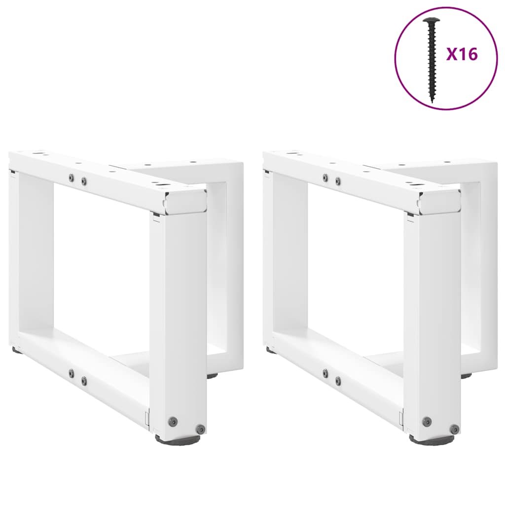 sofabordsben T-formet 2 stk. hvid 50x25x(30-31) cm stål