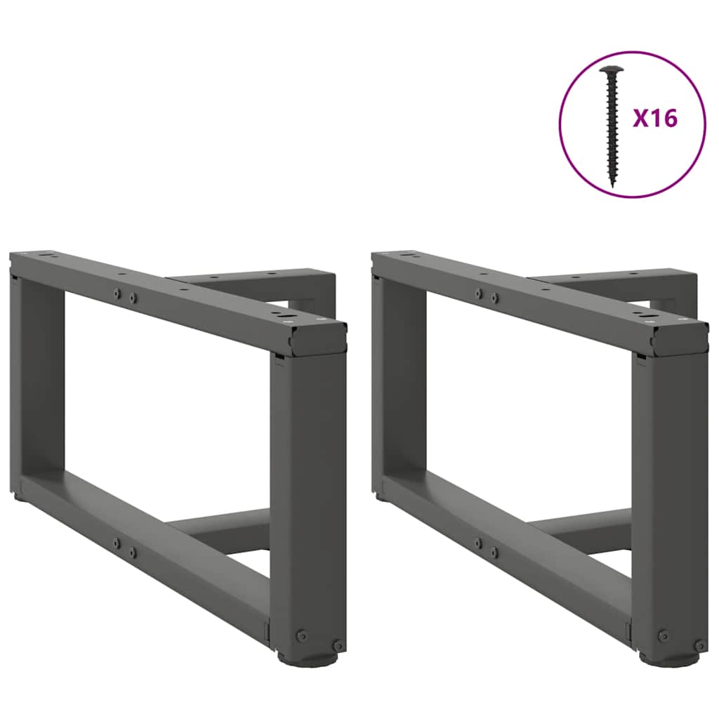 sofabordsben T-formet 2 stk. antracit 60x25x(30-31) cm stål