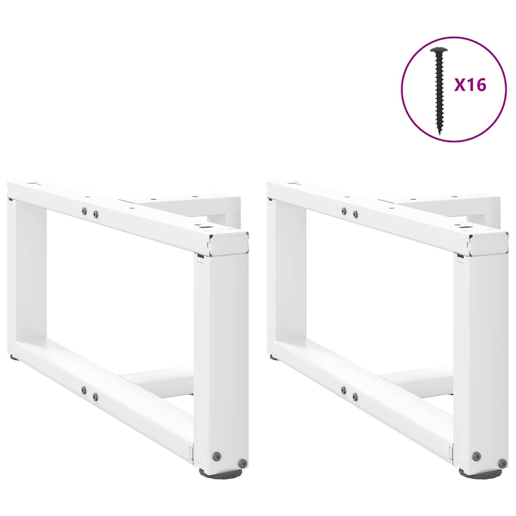sofabordsben T-formet 2 stk. hvid 70x25x(30-31) cm stål