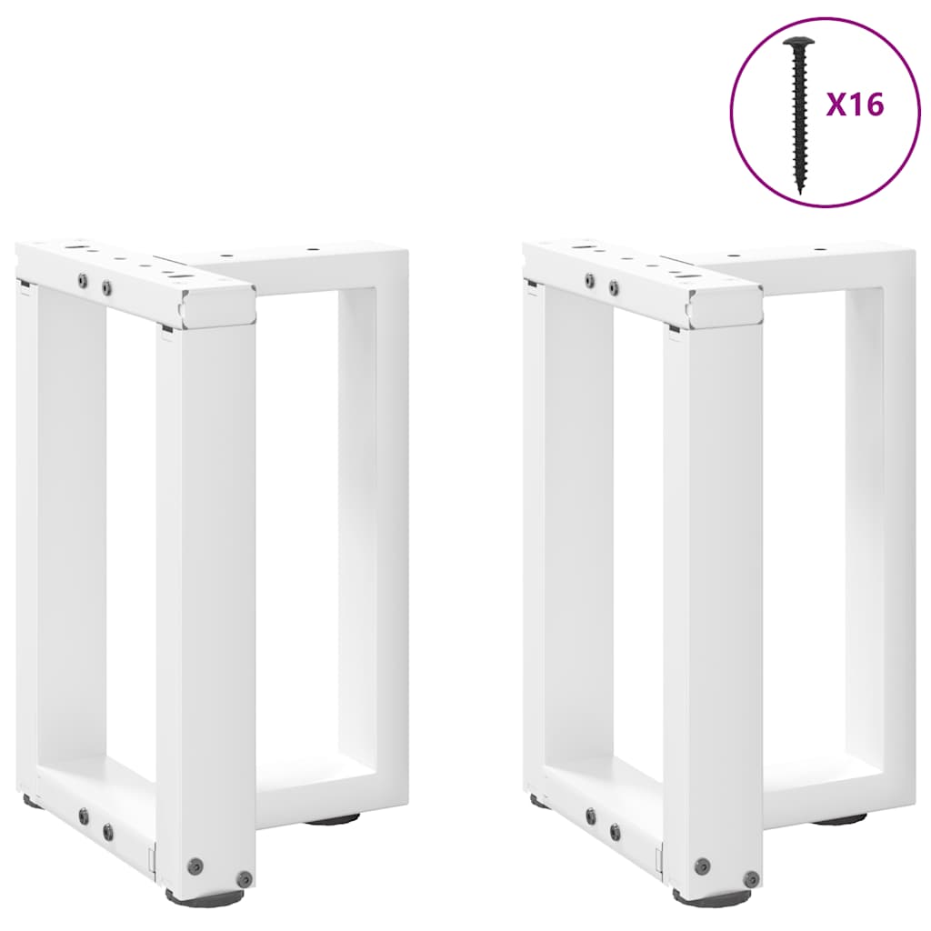 sofabordsben T-formet 2 stk. hvid 38x25x(42-43) cm stål