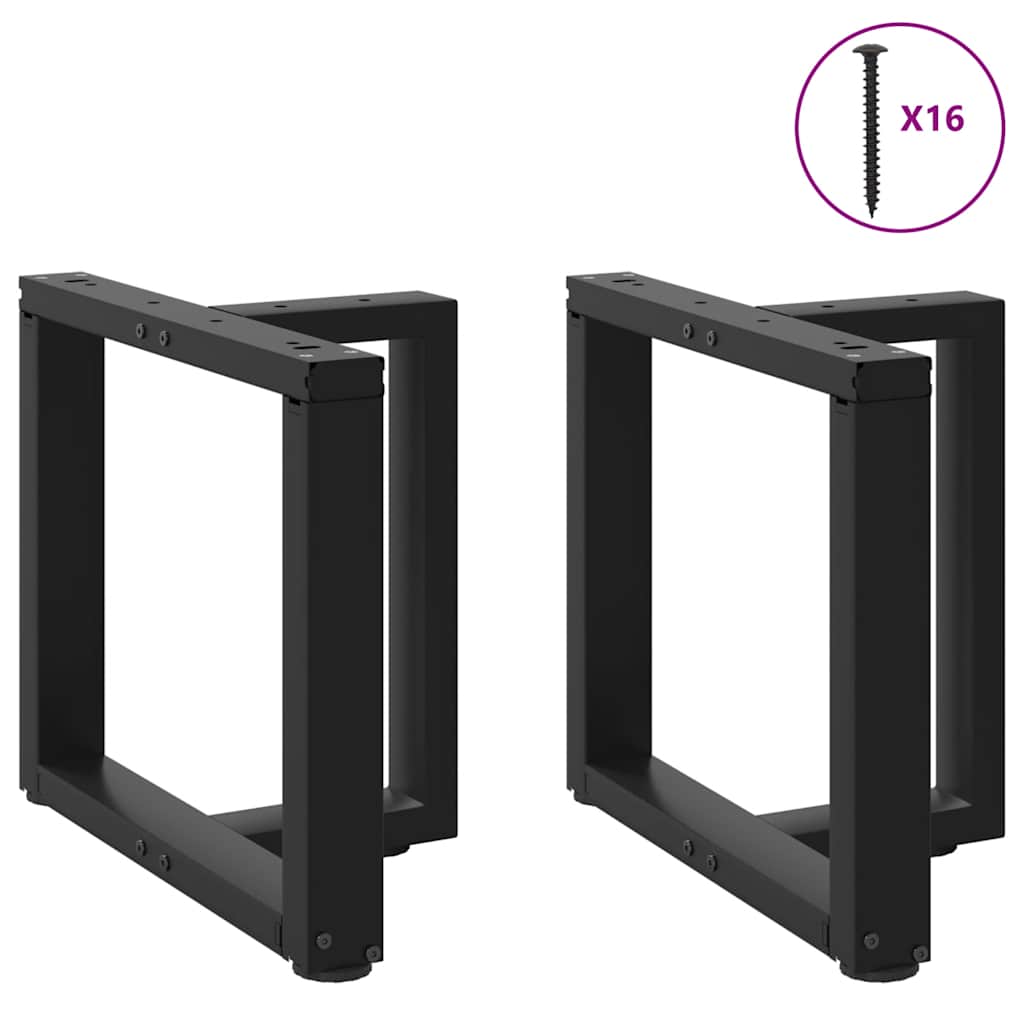 sofabordsben T-formet 2 stk. sort 50x25x(42-43) cm stål