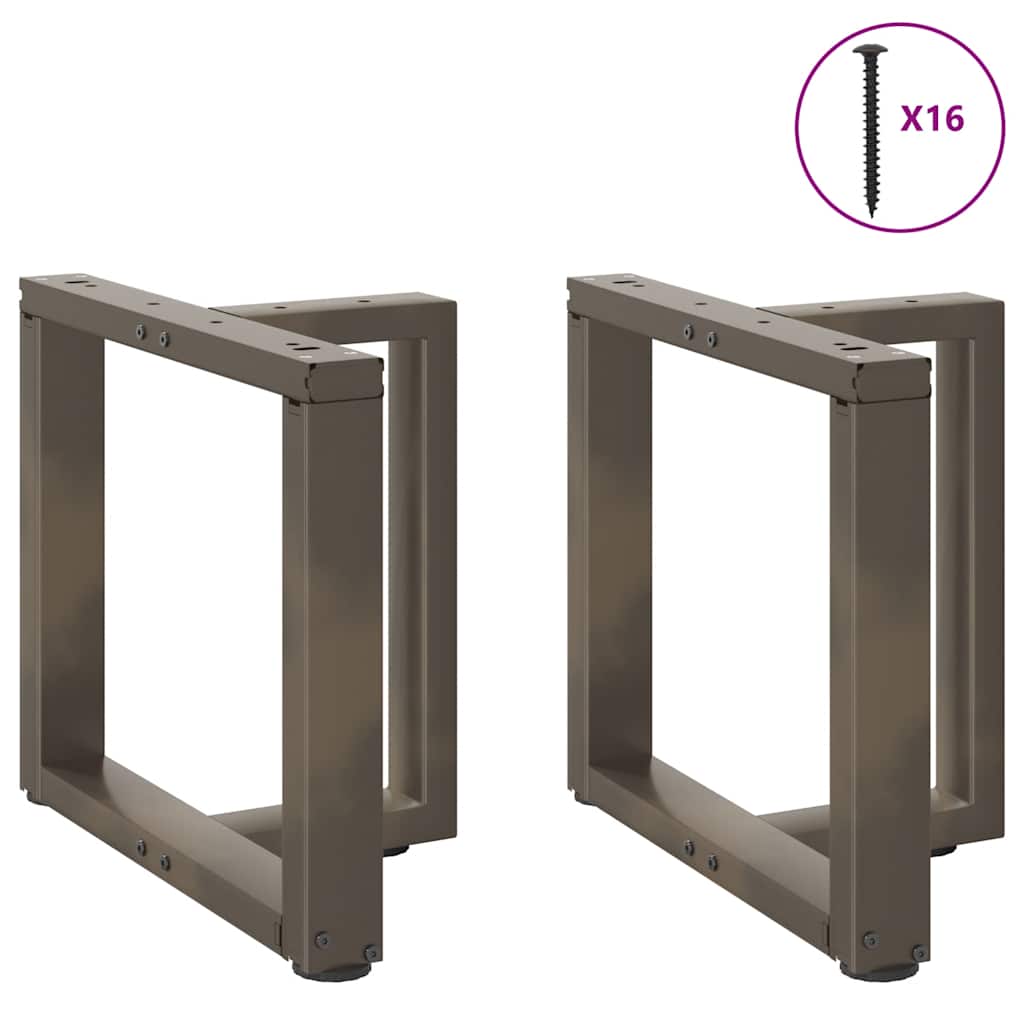 sofabordsben T-formet 2 stk. naturstål 50x25x(42-43) cm stål