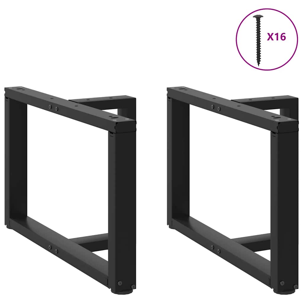 sofabordsben T-formet 2 stk. sort 60x25x(42-43) cm stål