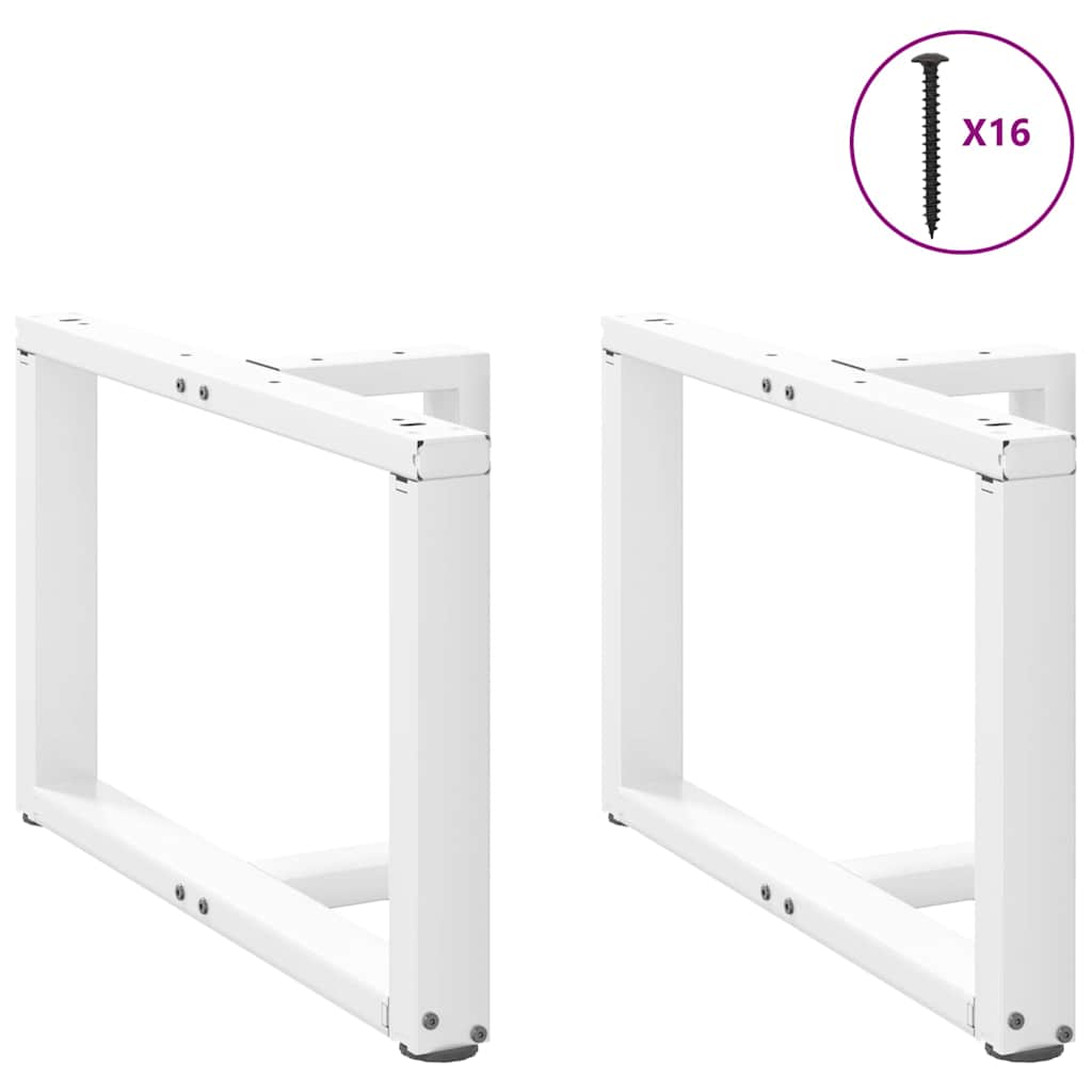 sofabordsben T-formet 2 stk. hvid 70x25x(42-43) cm stål