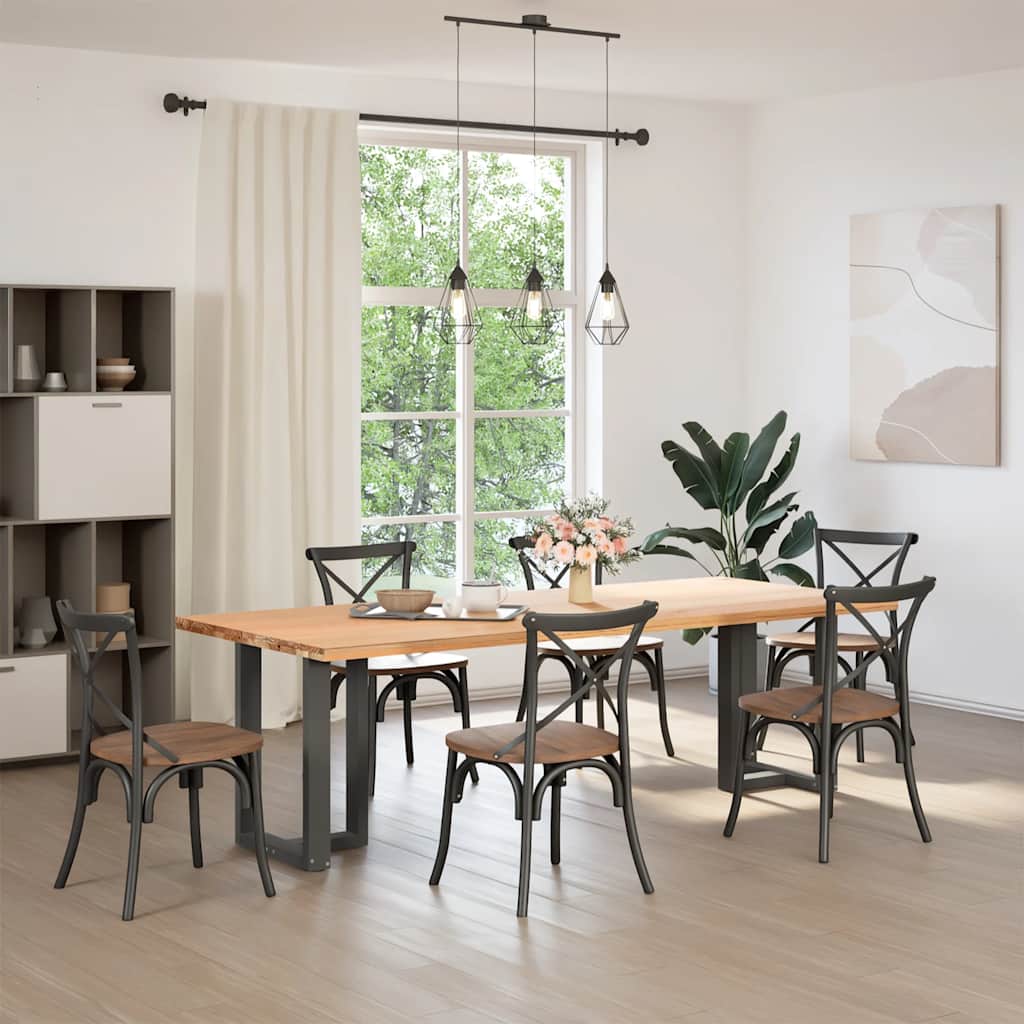spisebordsben T-formet 2 stk. antracit 60x35x(72-73) cm stål