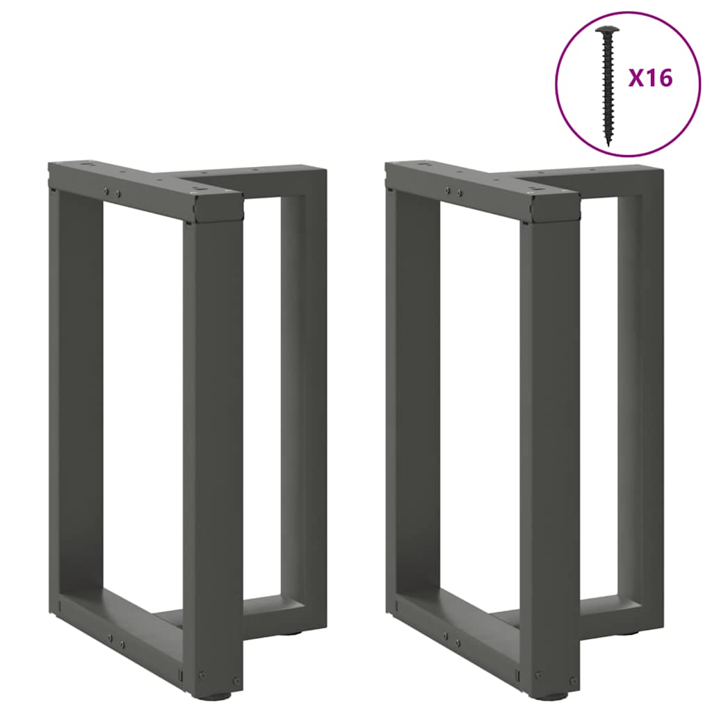 spisebordsben T-formet 2 stk. antracit 60x35x(72-73) cm stål