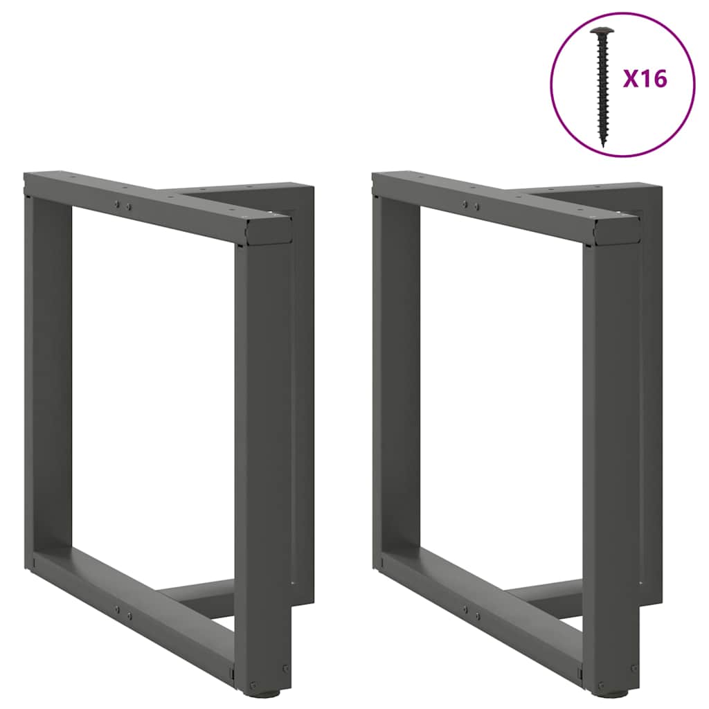 spisebordsben T-formet 2 stk. antracit 70x35x(72-73) cm stål